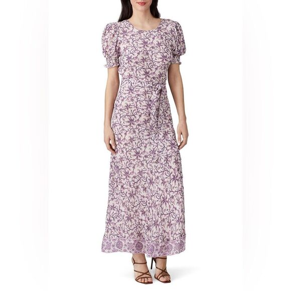 SAYLOR x Anthropologie Purple Printed Ryland Crepe Maxi Dress Size Small - Picture 1 of 16